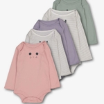 TU Боди с дълъг ръкав Муцунки  в розово