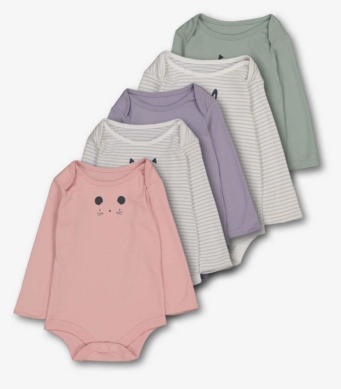 TU Боди с дълъг ръкав Муцунки  в розово