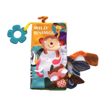 Kikka Boo Образователна текстилна книжка с чесалка Wild Animals