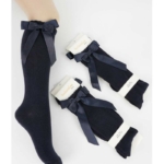 Katamino 3/4 чорапи в тъмносиньо с панделка