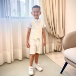 Contrast Костюм за момче от 3 части в екрю