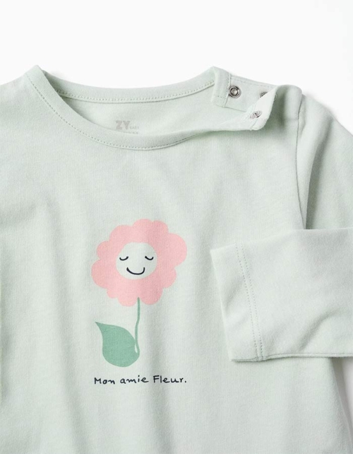 Zippy Детска пижама Flower, за момиче, памук, зелено/розово - Image 3