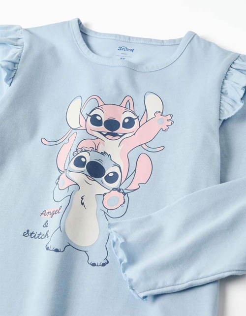 Zippy Детска пижама Stitch & Angel, за момиче, памук, синьо-бяла - Image 3