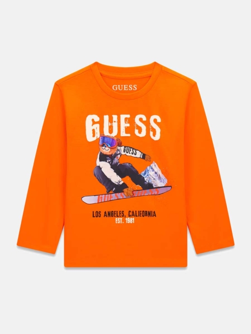 Guess Детска блуза, за момче, памук, оранжев - Image 4