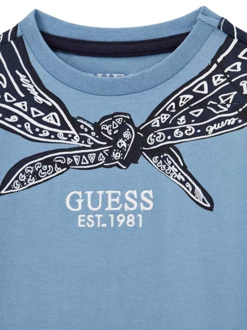 Guess Детска блуза, за момче, памук, светло син - Image 3