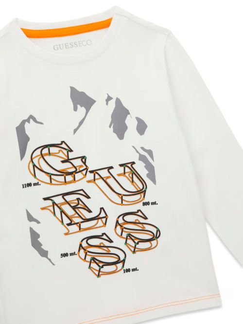 Guess Детска блуза, за момче, памук, бял - Image 3